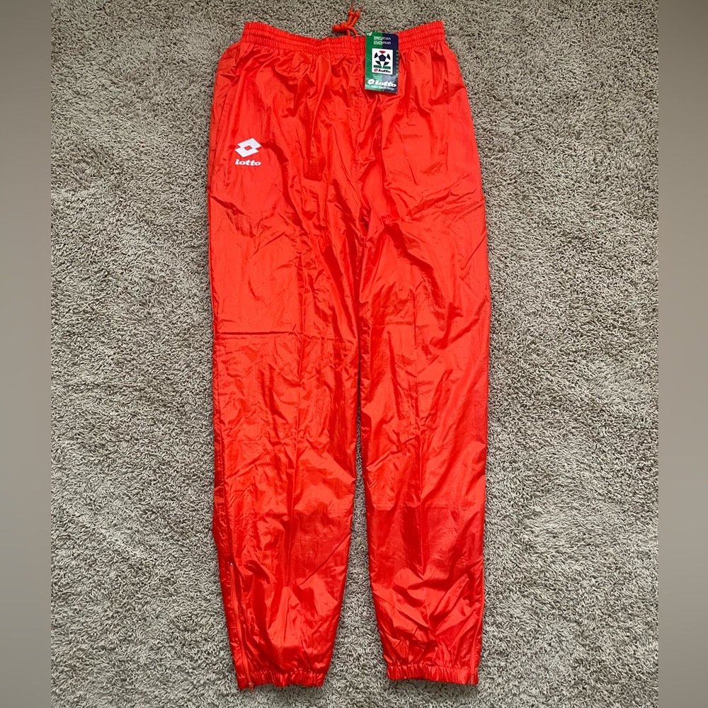 NWT Vintage 90s LOTTO Italia Orange Windbreaker Football Soccer Pants Size XL